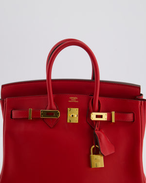 Hermès Birkin 25 Retourne Bag in Rouge Grenat Swift Leather with Gold Hardware