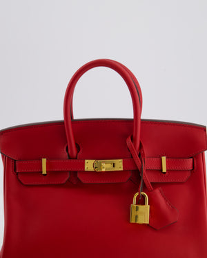 Hermès Birkin 25 Retourne Bag in Rouge Grenat Swift Leather with Gold Hardware