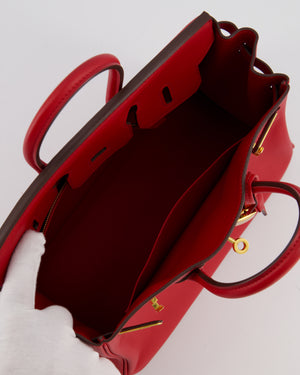 Hermès Birkin 25 Retourne Bag in Rouge Grenat Swift Leather with Gold Hardware