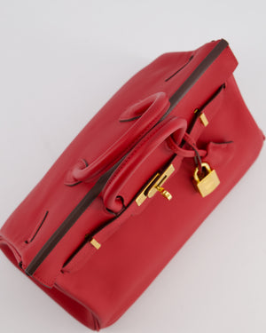 Hermès Birkin 25 Retourne Bag in Rouge Grenat Swift Leather with Gold Hardware