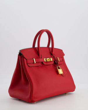 Hermès Birkin 25 Retourne Bag in Rouge Grenat Swift Leather with Gold Hardware