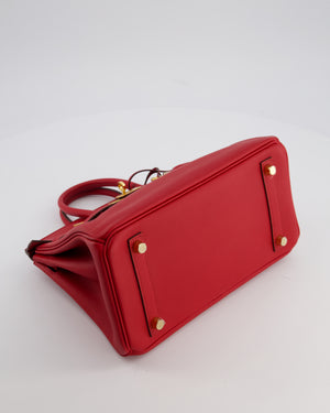 Hermès Birkin 25 Retourne Bag in Rouge Grenat Swift Leather with Gold Hardware