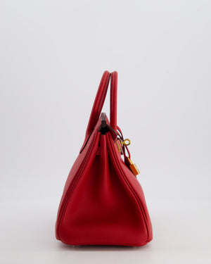 Hermès Birkin 25 Retourne Bag in Rouge Grenat Swift Leather with Gold Hardware