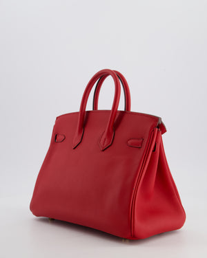 Hermès Birkin 25 Retourne Bag in Rouge Grenat Swift Leather with Gold Hardware
