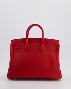 Hermès Birkin 25 Retourne Bag in Rouge Grenat Swift Leather with Gold Hardware