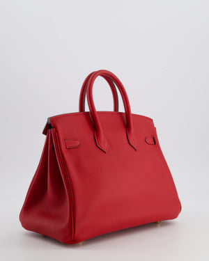 Hermès Birkin 25 Retourne Bag in Rouge Grenat Swift Leather with Gold Hardware