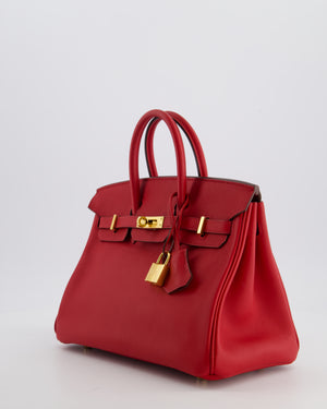 Hermès Birkin 25 Retourne Bag in Rouge Grenat Swift Leather with Gold Hardware