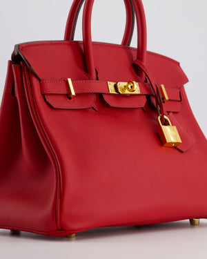 Hermès Birkin 25 Retourne Bag in Rouge Grenat Swift Leather with Gold Hardware