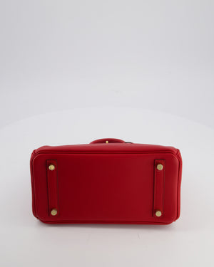 Hermès Birkin 25 Retourne Bag in Rouge Grenat Swift Leather with Gold Hardware