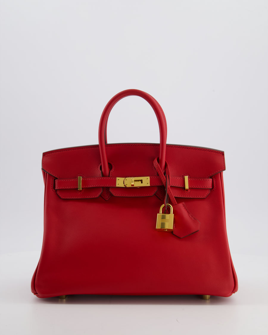 Hermès Birkin 25 Retourne Bag in Rouge Grenat Swift Leather with Gold Hardware