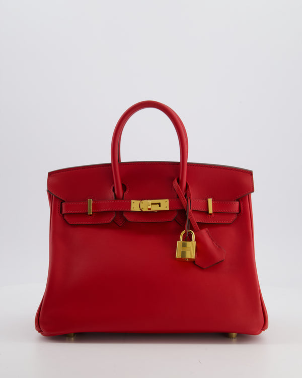 Hermès Birkin 25 Retourne Bag in Rouge Grenat Swift Leather with Gold Hardware