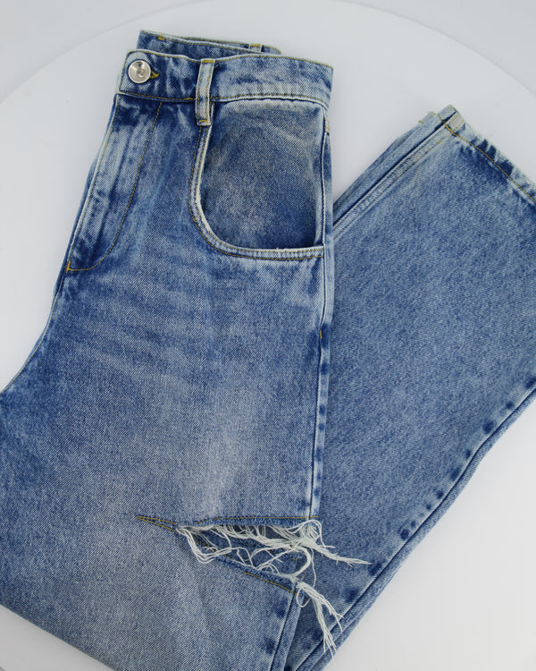 Maison Margiela Blue Wide Leg Jeans with Rips Size FR 38 (UK 10)