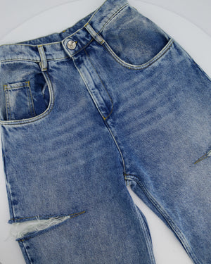 Maison Margiela Blue Wide Leg Jeans with Rips Size FR 38 (UK 10)