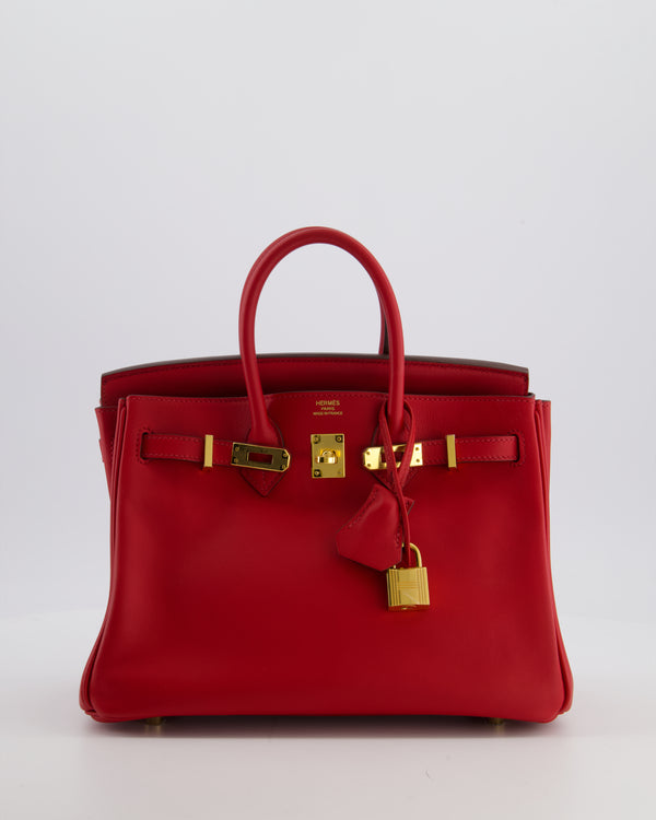 Hermès Birkin 25 Retourne Bag in Rouge Grenat Swift Leather with Gold Hardware