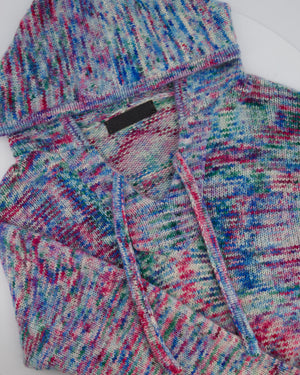 The Elder Statesman Pink Blue and Green Multicolour Hooded Cashmere Jumper Size M (UK 10)