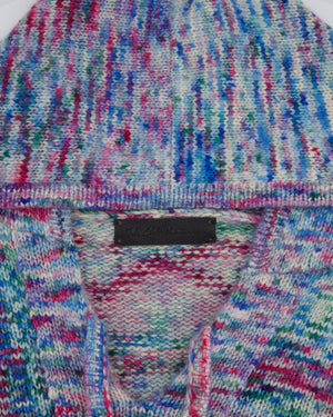 The Elder Statesman Pink Blue and Green Multicolour Hooded Cashmere Jumper Size M (UK 10)