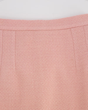 Chanel 93C Pink Tweed Skirt and Jacket Set with Logo Buttons and Pocket Detail FR 38 (UK 10)