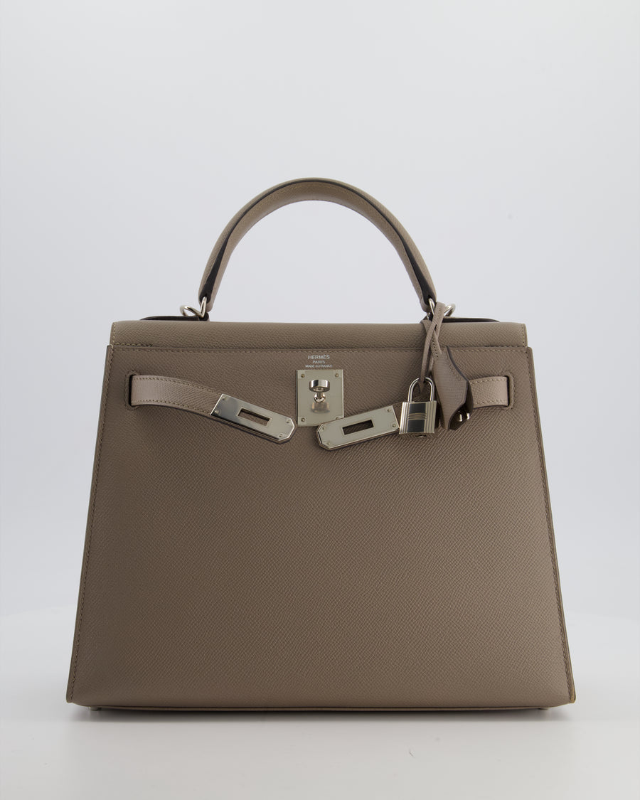 Hermès Kelly 28 Sellier Bag in Gris Asphalt Epsom Leather with Palladium Hardware