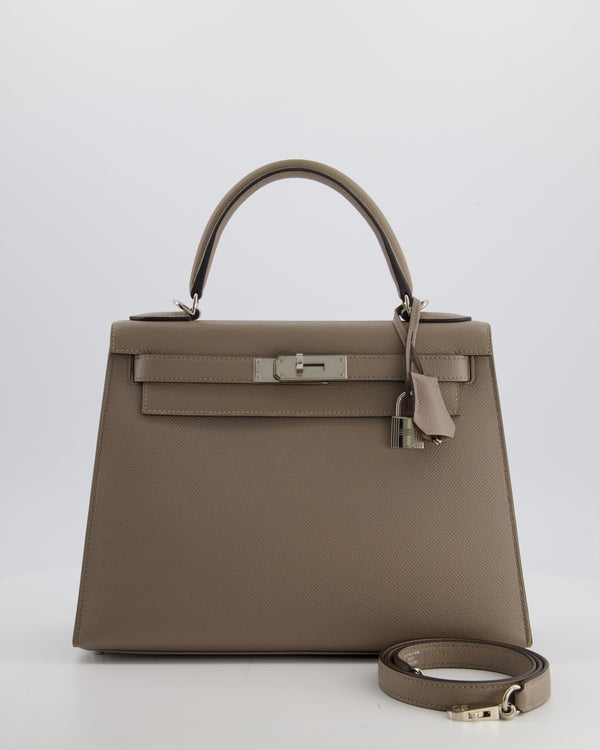 Hermès Kelly 28 Sellier Bag in Gris Asphalt Epsom Leather with Palladium Hardware