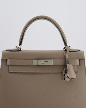 Hermès Kelly 28 Sellier Bag in Gris Asphalt Epsom Leather with Palladium Hardware