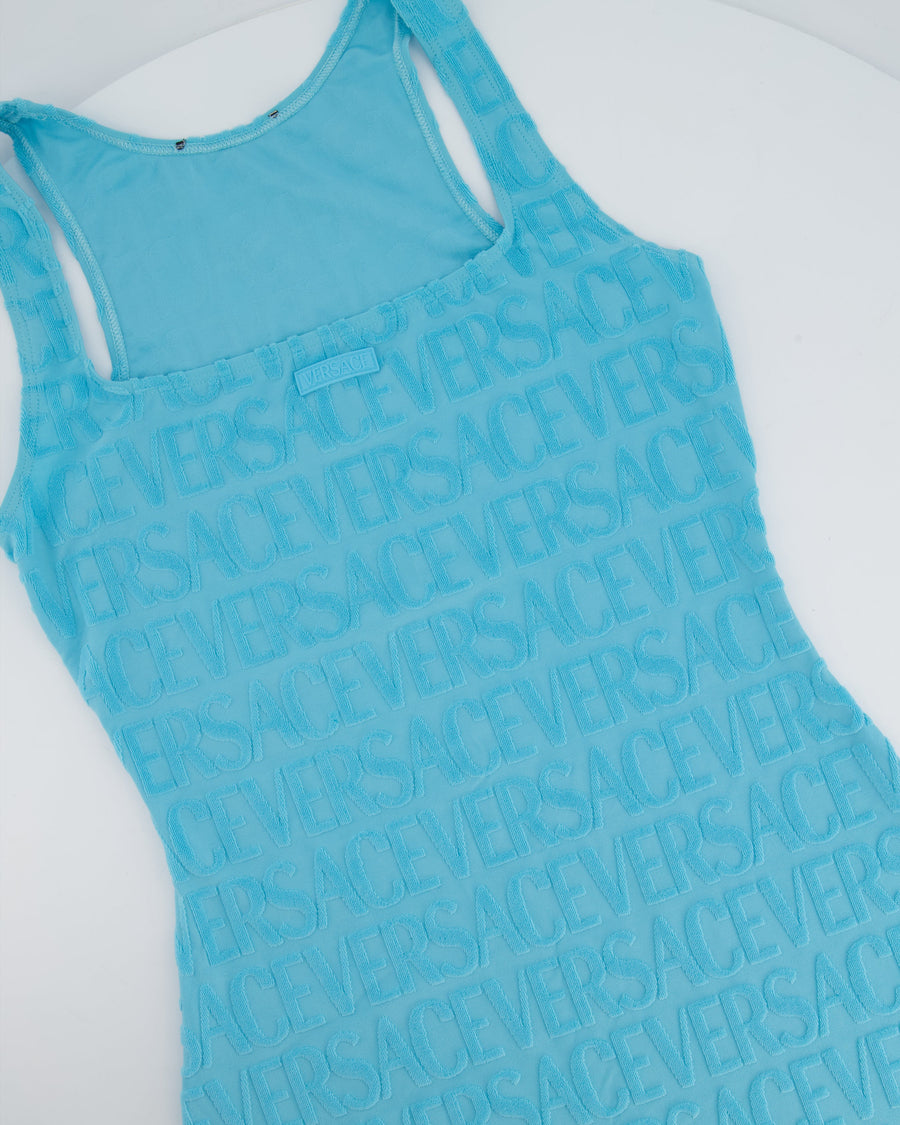 Versace x Dua Lipa Blue Terry Logo Mini Dress Size S