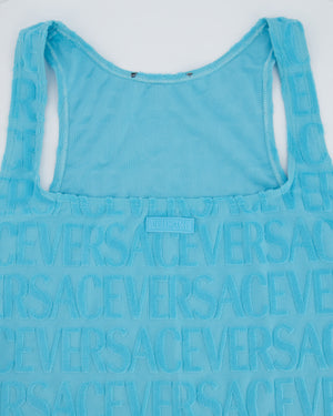 Versace x Dua Lipa Blue Terry Logo Mini Dress Size S