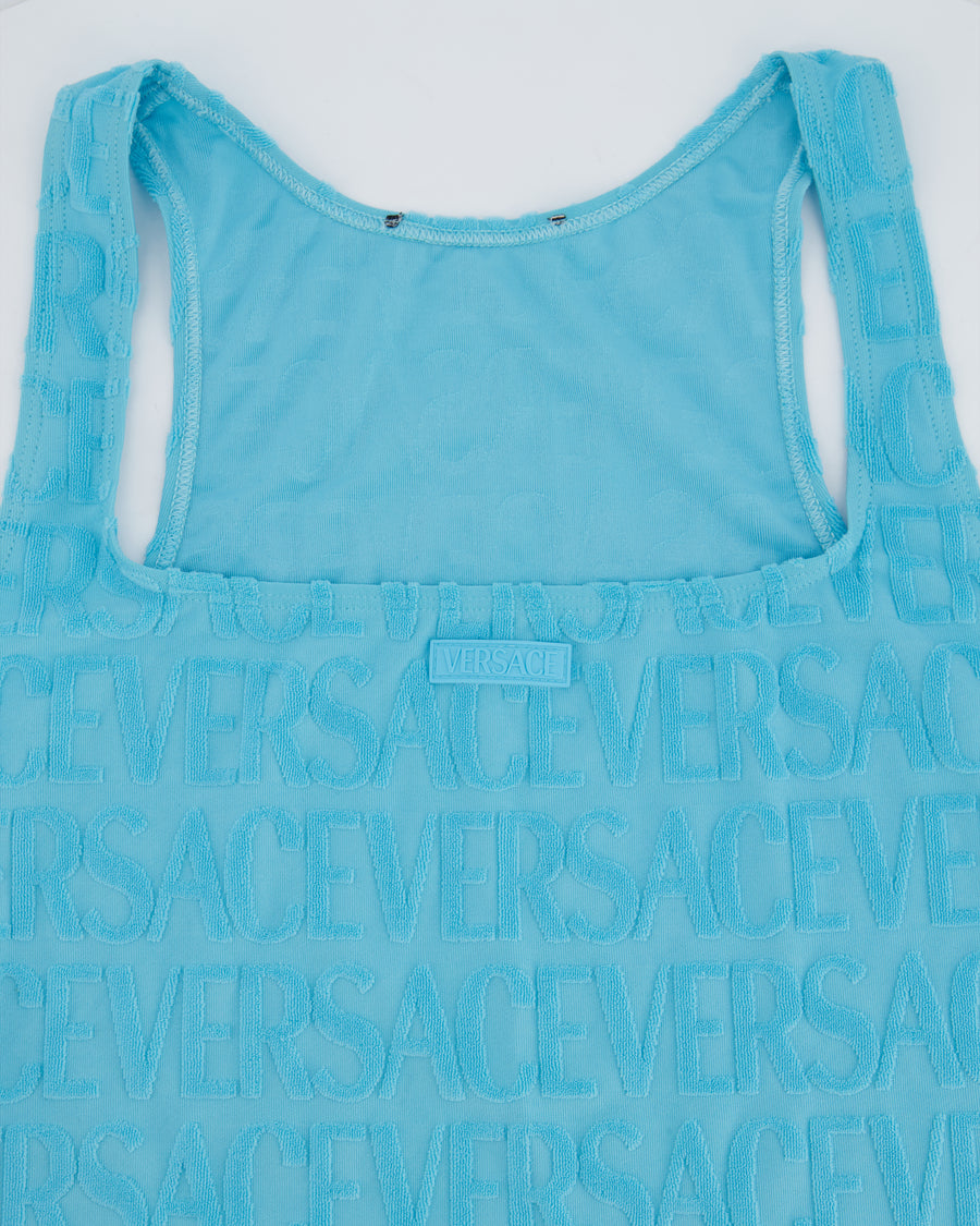 Versace x Dua Lipa Blue Terry Logo Mini Dress Size S