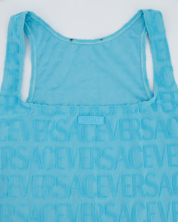 Versace x Dua Lipa Blue Terry Logo Mini Dress Size S