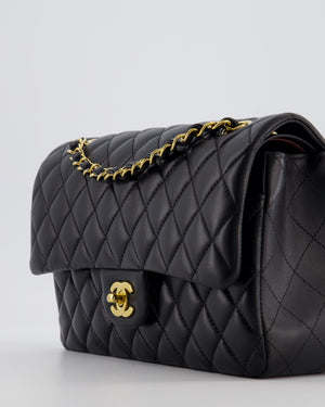 Chanel Black Medium Classic Double Flap Bag in Lambskin Leather with Gold Hardware