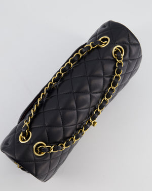 Chanel Black Medium Classic Double Flap Bag in Lambskin Leather with Gold Hardware
