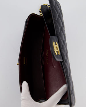 Chanel Black Medium Classic Double Flap Bag in Lambskin Leather with Gold Hardware