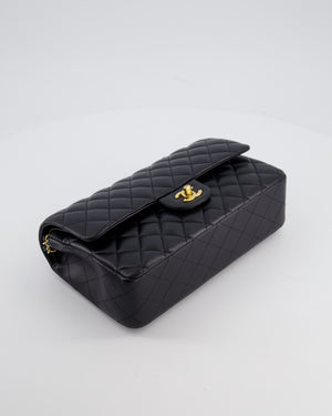 Chanel Black Medium Classic Double Flap Bag in Lambskin Leather with Gold Hardware