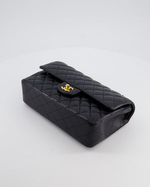 Chanel Black Medium Classic Double Flap Bag in Lambskin Leather with Gold Hardware