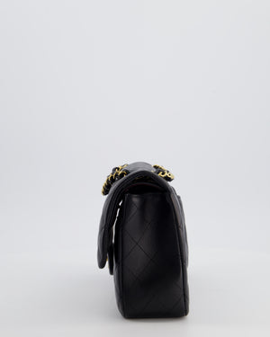 Chanel Black Medium Classic Double Flap Bag in Lambskin Leather with Gold Hardware
