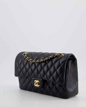 Chanel Black Medium Classic Double Flap Bag in Lambskin Leather with Gold Hardware