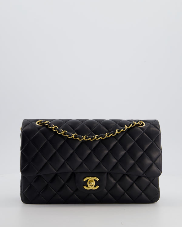 Chanel Black Medium Classic Double Flap Bag in Lambskin Leather with Gold Hardware