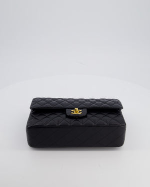 Chanel Black Medium Classic Double Flap Bag in Lambskin Leather with Gold Hardware