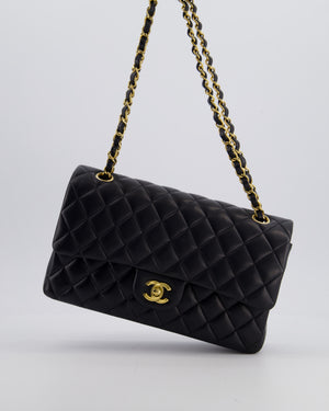 Chanel Black Medium Classic Double Flap Bag in Lambskin Leather with Gold Hardware