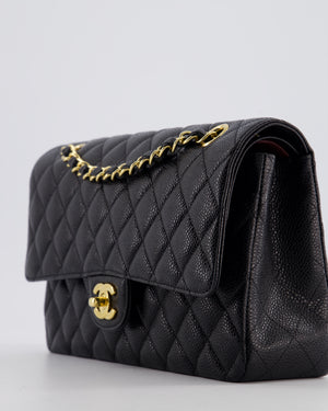 Chanel Black Medium Classic Double Flap Bag in Caviar Leather with Gold Hardware