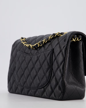 Chanel Black Medium Classic Double Flap Bag in Caviar Leather with Gold Hardware