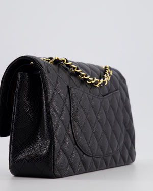 Chanel Black Medium Classic Double Flap Bag in Caviar Leather with Gold Hardware