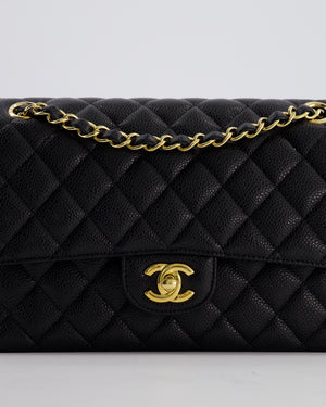 Chanel Black Medium Classic Double Flap Bag in Caviar Leather with Gold Hardware