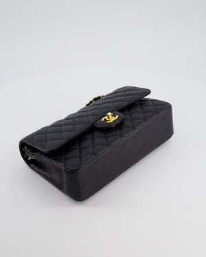 Chanel Black Medium Classic Double Flap Bag in Caviar Leather with Gold Hardware
