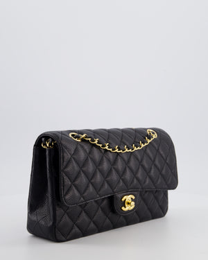 Chanel Black Medium Classic Double Flap Bag in Caviar Leather with Gold Hardware