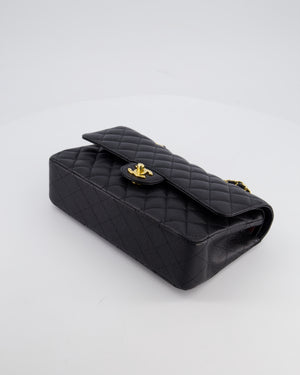 Chanel Black Medium Classic Double Flap Bag in Caviar Leather with Gold Hardware