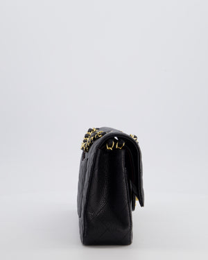 Chanel Black Medium Classic Double Flap Bag in Caviar Leather with Gold Hardware