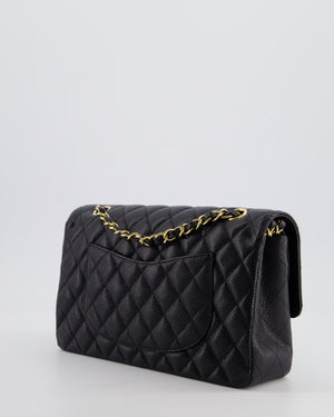 Chanel Black Medium Classic Double Flap Bag in Caviar Leather with Gold Hardware