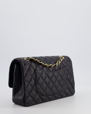 Chanel Black Medium Classic Double Flap Bag in Caviar Leather with Gold Hardware