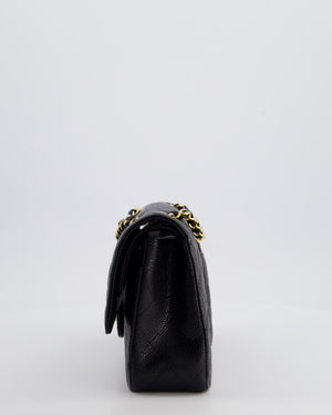 Chanel Black Medium Classic Double Flap Bag in Caviar Leather with Gold Hardware