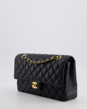 Chanel Black Medium Classic Double Flap Bag in Caviar Leather with Gold Hardware